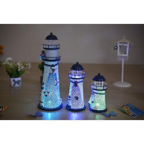 1PC Home Vintage Iron Resin Lighthouse House Candle Stick Candelabrum Holder Stand Helpful For Home Decoration KN 056
