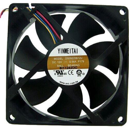 2PCS For AVC DS09225B12U P080 445068-001 DC12V 0.56A 9025 9CM 90mm 90x90x25mm HP ML110 G5 ML150 G2