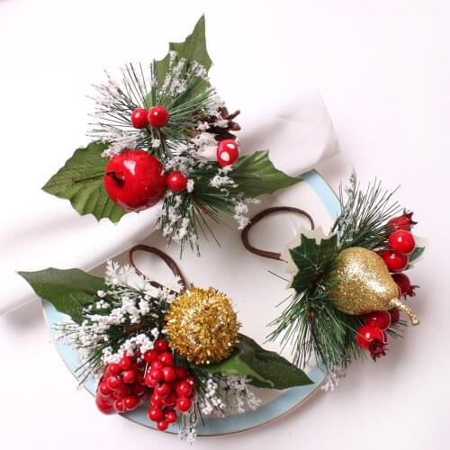 30pcs New Christmas Pear Napkin Button Apple Napkin Ring Red Fruit Fruit Paper Towel Ring Cloth Ring