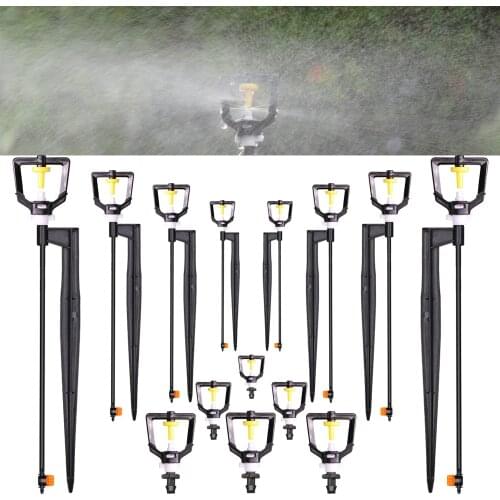 360 Degrees Rotating Sprayer Refraction Mist Nozzles with Stakes Connector Gardens lawn Irrigation for 1/4'' Hose Sprinklers