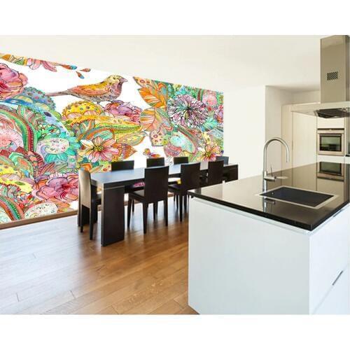 Custom 3D wallpaper,Vintage oil painting flowers and bird mural for living room bedroom background home decoration wallpaper