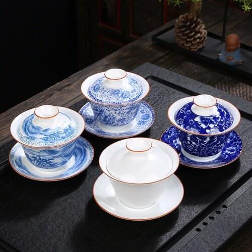 4.2 Inch Large Dehua White Porcelain Covered Bowl Sancai Tureen Drinking Tea Home Chinese Teacup Customized Gift