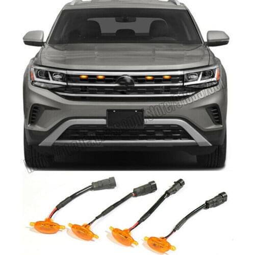NEW For VW Atlas Cross Sport 2020-2021 Front Grille LED Light Raptor Trim Grill 4PCS car accessories