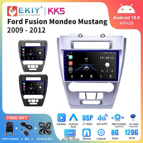 EKIY Car Android 10.0 Autoradio For Ford Fusion Mondeo Mustang 2009-2012 GPS Navigation Player Multimedia Stereo No 2 Din DVD