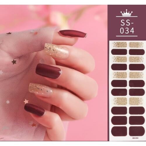 Shiny Golden and Red Nail Stickers Fashion Nail Polish Stickers Nail Decoration Nail Art Self Adhesive Stickers for Nails Set