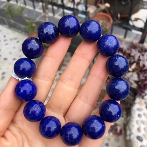 Certificate Blue Natural Lapis Lazuli Gemstone Bracelet 16MM Round Beads For Women Men Fashion Jewelry AAAAAA