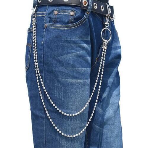 Rock Punk Trousers Pant Jean Keychain Long Metal Wallet Belt Chain Ring Mens HipHop Keyring Jewelry