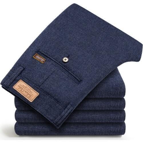 MRMT 2021 Brand New Mens Trousers Self-cultivation Elastic Casual Trousers Pants for Male Cotton and Hemp Straight Trousers