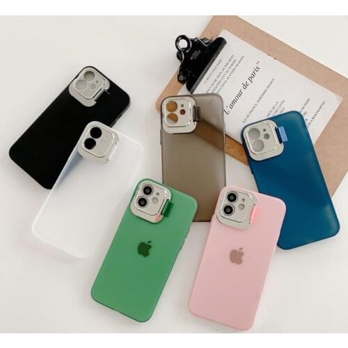 2 in 1 Lens Protection Holder Phone Case For apple iphone 12 MiNi 7 8 X XS XR MAX 11 Pro Plus SE2020 Soft Silicone TPU Cover