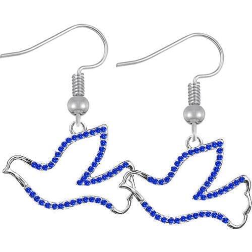 Double Nose Peace dove charm earring crystal animal zeta phi beta symbol gift jewelry for organization students souvenir