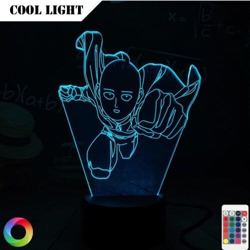 Saitama Figure One Punch Man Led Night Light Lamp for Home Decoration Nightlight Cool Manga Store Decor Ideas Table 3d Light