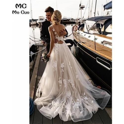Lace Illusion Puffy Wedding Dresses Long Sleeves Ball Gowns Robe de mariage Backless vestido de noiva Bridal Gowns