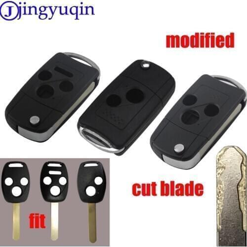 Jingyuqin Modified cut Blade Car Remote Key Shell For HONDA Accord Civic CRV Pilot Fit 2007 2008 2009 2010 2011 2012 2013