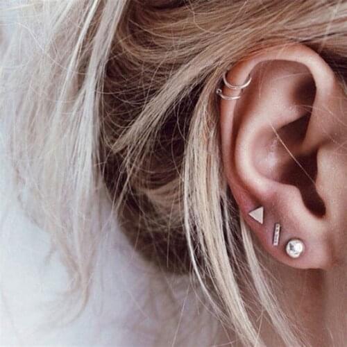 Fashion Women Earrings Set Tiny Gold Geometric Stud Earring Vintage Accesorios Mujer Jewelry Trendy Push-back Alloy Fairy