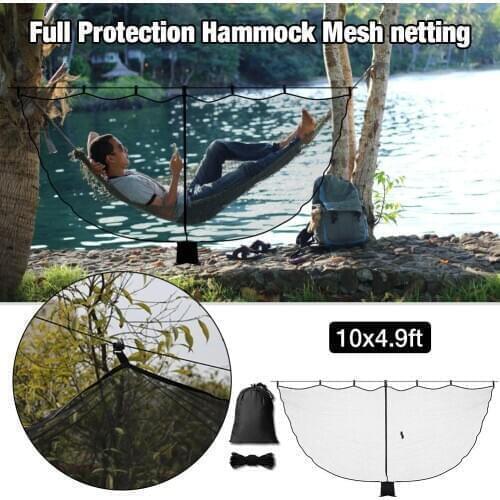 Hammock Bug Mosquito Net XL 10x4.9ft Full Protection Hammock Mesh netting with Dual Sided Diagonal Zipper for Fits All Hammocks