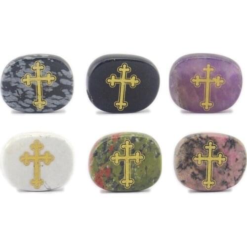 Natural Gem Bronzing Clada Bud Shaped Cross Symbols Alphabet Beads Crystals Red Stone Agate Opal Alabaster Amethysts Jewelry Mak
