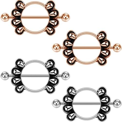 Nipplerings Piercing Women, Kredy 2pcs Stainless Steel Vampire Teeth Nipple Rings Body Piercing Jewelry