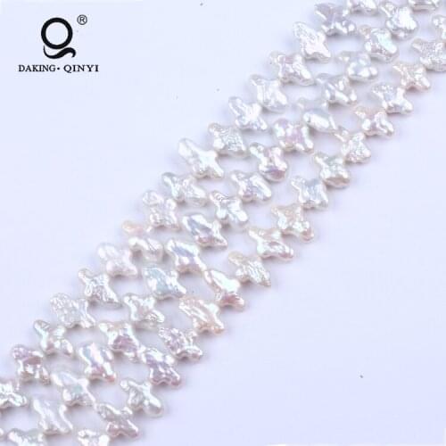 Cross Shape Natural White Freshwater Pearl Beads String for Sale