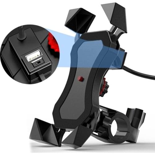 New 360 Degree Adjustable Motorcycle Mobile Phone Holder Suit for All 4-6.5 inch Mobile Phone Support USB 2.1A Fast Charge Mount
