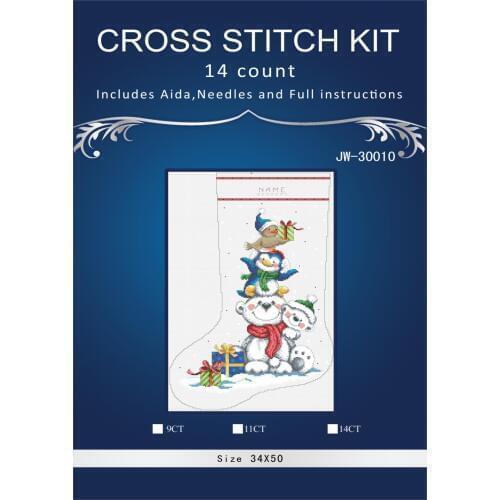 Oneroom Snow birds christmas sock Embroidery Crafts Needlework 14CT Unprinted Arts Cross Stitch Kits DMC DIY Quality 10