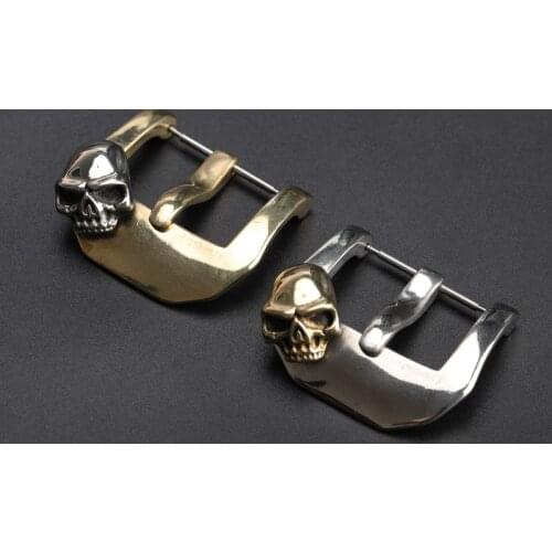 Skull Head Pure Copper Buckle 20 22 24MM Brass Or White Copper Buckle Leather Buckle