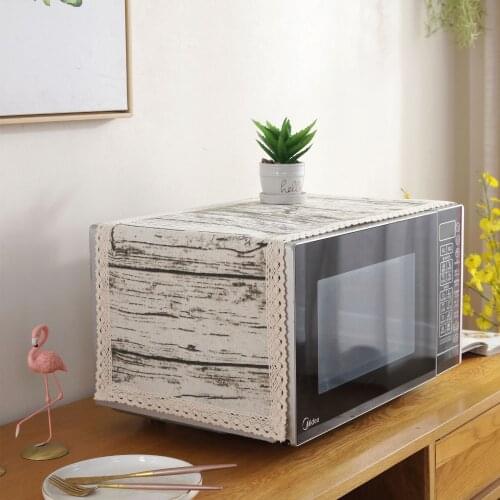 Pastoral Simple Cotton Linen Microwave Oven Cover Dustproof Bedside Table Refrigerator Washing Machine Covering Cloth