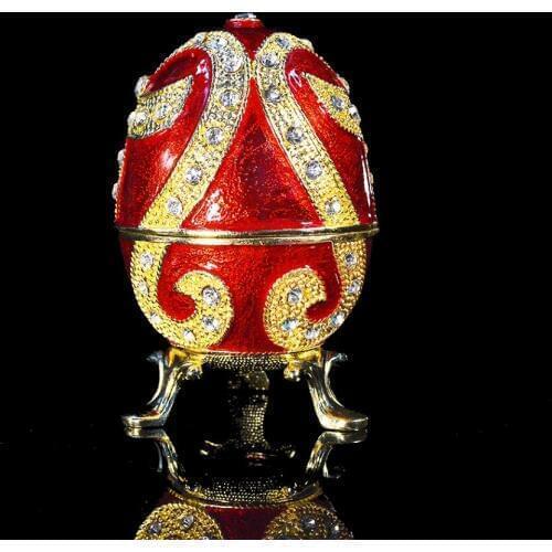 QIFU New Arrival Red Faberge Egg Trinket Box for Gift