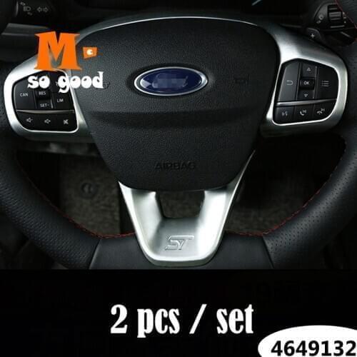 ABS Matte Chrome For Ford Fiesta MK8 ST LOGO Car Steering Wheel Trim Control Button Frame Cover 2017 2018 Interior Accessories