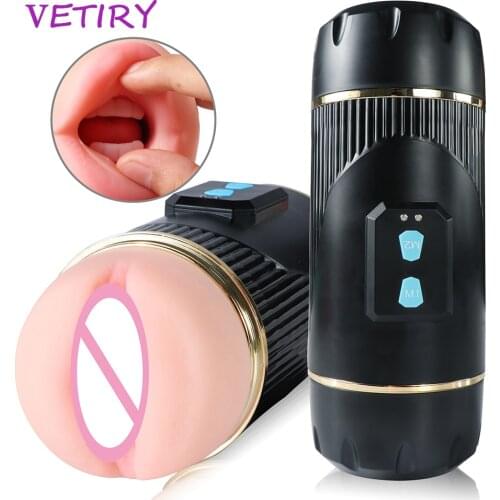 Realistic Vagina Oral Mouth Aircraft Pussy Sex Toys For Men Deep Throat Penis Pump 3D Textured Automatic Male Masturbation Cup