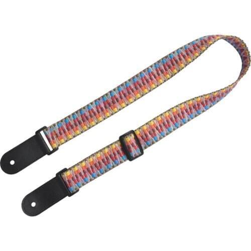 Adjustable Ukulele Strap Soft Polyester Woven Printing Pattern Shoulder Belt with Hanging Rope for Ukulele