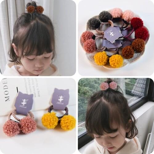 2 Pcs/Set New Girls Cute Nylon Solid Elastic Hair Bands Children Lovely Colorful Scrunchies Rubber Bands Kids Hair Accessories