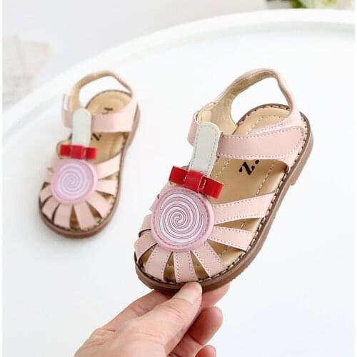 Toddler Girls Kids Close Toe Sandals Lollipop Leather Shoes Baby Girls Summer Princess Flats Shoes Little Girls First Walkers 3t