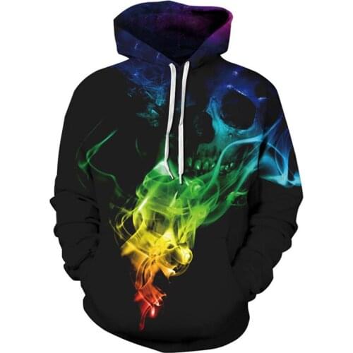 Skeleton skull Novelty streetwear colorful flame black hoodie 3D print fall/winter men/women essentials sweatshirts new hoodies