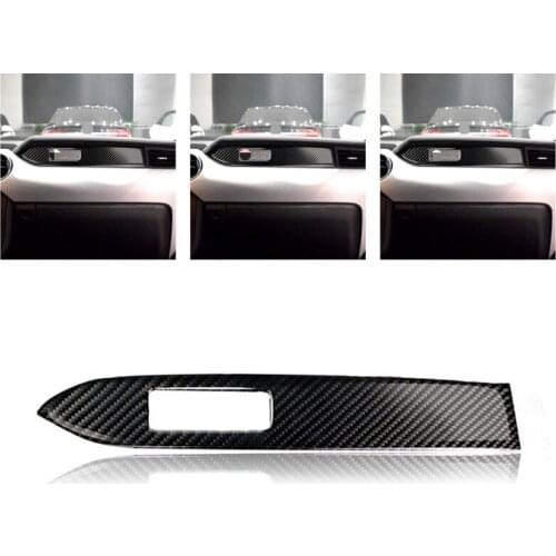 Carbon Fiber car Dashboard Decoration Strip Sticker passenger seat side for Ford Mustang 2015 2016 2017 2018 2019 Accessories