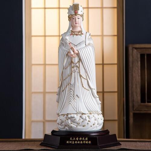 Southeast Asia Efficacious protection High grade Ceramic Goddess of the Sea Mazu Guanyin God HOME shrine altar FENG SHUI statue