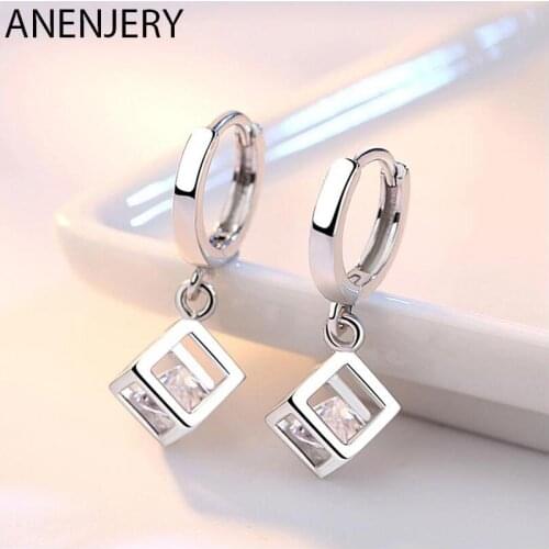 Fashion Cube Sparkling Zircon Pendant Dangle Earrings For Women Wedding Jewelry Christmas Gifts S-E228
