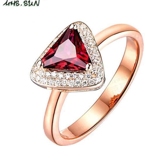 MHS.SUN 6 7 8 9 Size Triangle Cubic Zircon Rings For Women Jewelry Elegant Wedding Engagement CZ Crystal Stones Ring Charms Gift