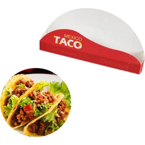 100pcs Taco Holders Mexican Food Paper Box Pizza Tool Hot Dog Holder Stand Restaurant Taco Packaging Box