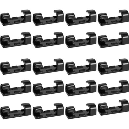 100PCS Cable Clips Cable Tidy Wire Holder with Strong Self Adhesive Pads Plastic Cord Management Organiser