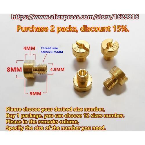 12pcs main jet / pack)motorcycle Mikuni carburetor main injectors nozzle for (GSF400) GK75A EN125 GN125 ~ 250 XV125/250 XVS400