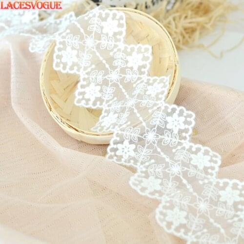 19yards 6.7cm Mesh cotton embroidery Lace fabric Handmade DIY Garment needlework sewing accessories Clothing Decoration 345