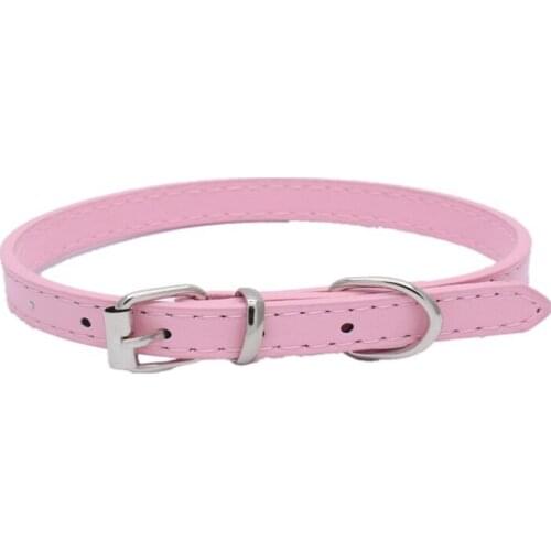 200pcs/lot Fast shipping Plain PU Leather Dog Collar Puppy Cat Collar Cute Neck Leather Pet collars 4 sizes