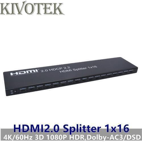 1x16 HDMI2.0 Splitter Adatper Split 4K/60Hz 3D HDR 1080P HDMI to 16 Female Connector Power Supply For DVD PS3 CCTV Free Shipping