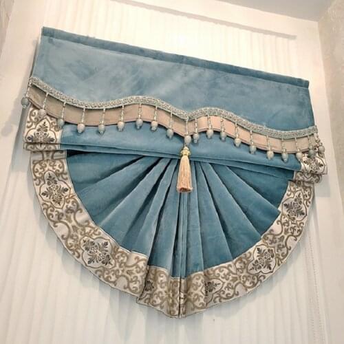 American Light and Extravagant Soild Roman Blind Fan Curtain Northern European Style for Restaurant and bedroom Lift Curtain