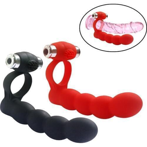 Sex Anal Beads Plug Vibrator With Penis Delay Rings Electro Anal Plug G-spot Prostate Stimulator Vibrator Sex Toys for Woman Man
