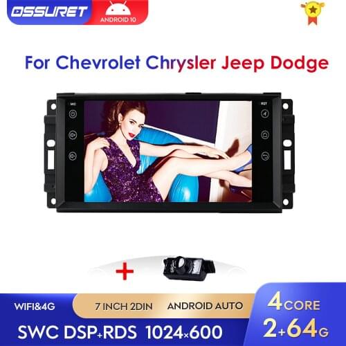 2G+64G Quad Core Android10 Car GPS For Jeep Cherokee Chevrolet Chrysler Compass Wrangler Dodge Journey Avenger Radio 2din Stereo