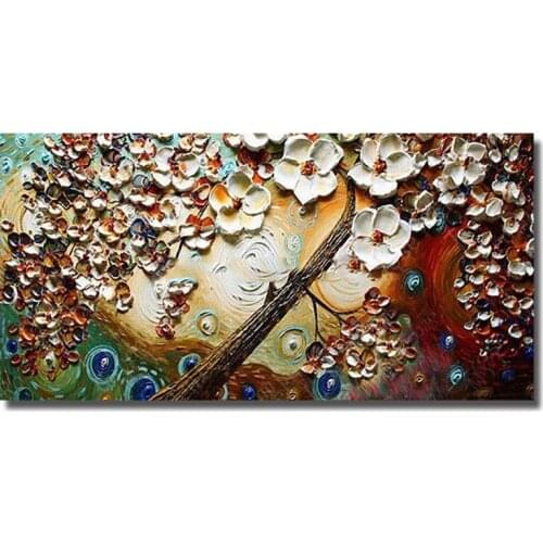 Free Shipping 100% Hand Painted Modren Abstract Flower Tree Oil Painting Home Decoration Modern Canvas Wall Picture no Framed