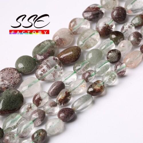 6-8mm Irregular Green Ghost Quartz Stone Beads Natural Gem Loose Spacer Beads For Jewelry Making DIY Bracelet Accessories 15"