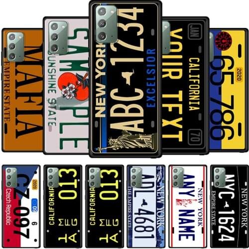 License New York Plate Cell Phone Case for Samsung Galaxy Note 20 Ultra 10 Lite 5G 9 8 S21 Plus TPU Mobile Phones Cover Coque