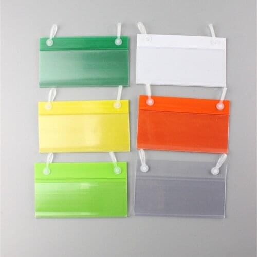 100 pcs POP Clear PVC Price Tag Label Display Holder Hanging buckle on Mesh Rack Basket Shelf label holder strip